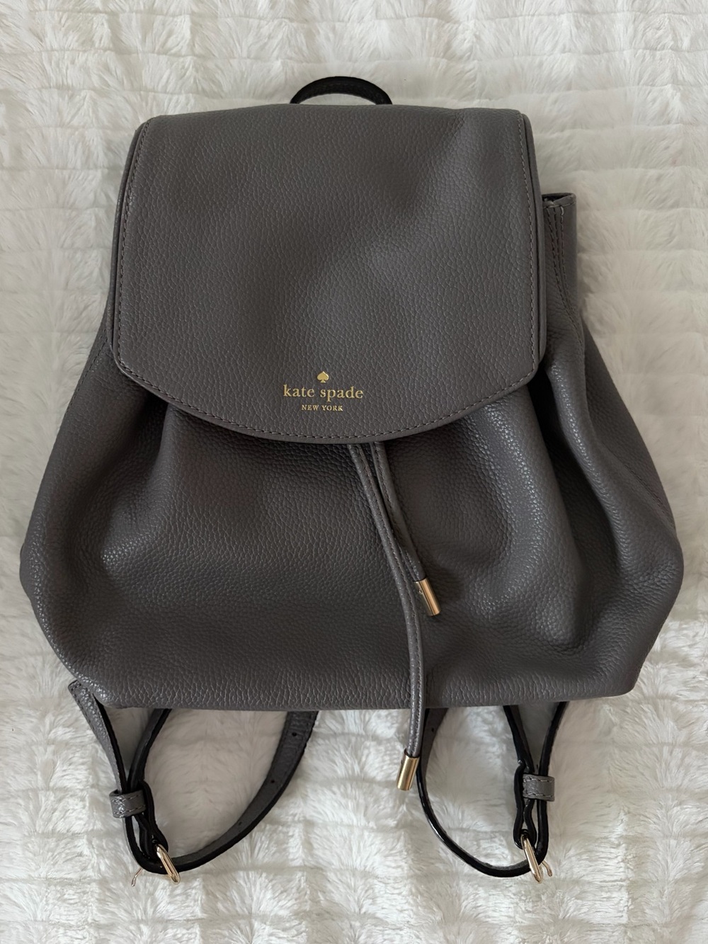 Kate Spade Gray Drawstring Backpack